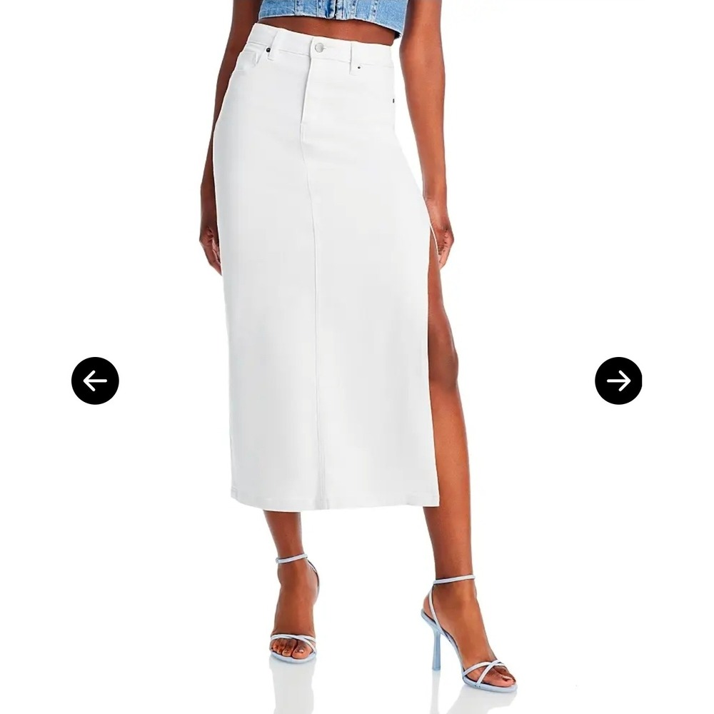 Aqua Womens White Denim Maxi Skirt Side Slit High Waisted Size XS New With Tags